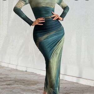 Long sleeve, round neck ,ruched detail, high stretch polyester blend, for summer